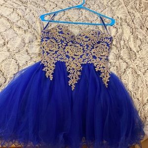 Gold and Dark Blue homecoming dress